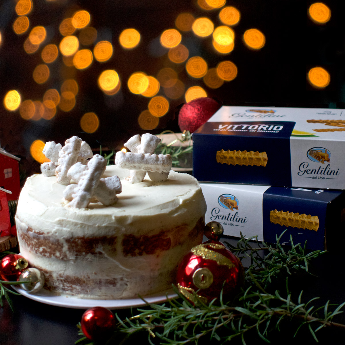 Naked cake fiocco di neve al mascarpone e mandarini e biscotti Vittorio Gentilini