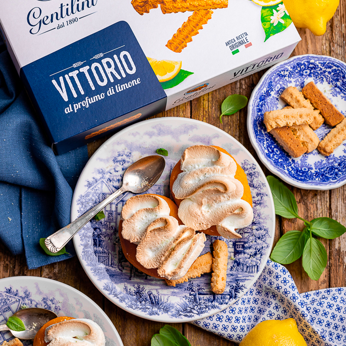 Pesche ripiene con meringa al limone e basilico