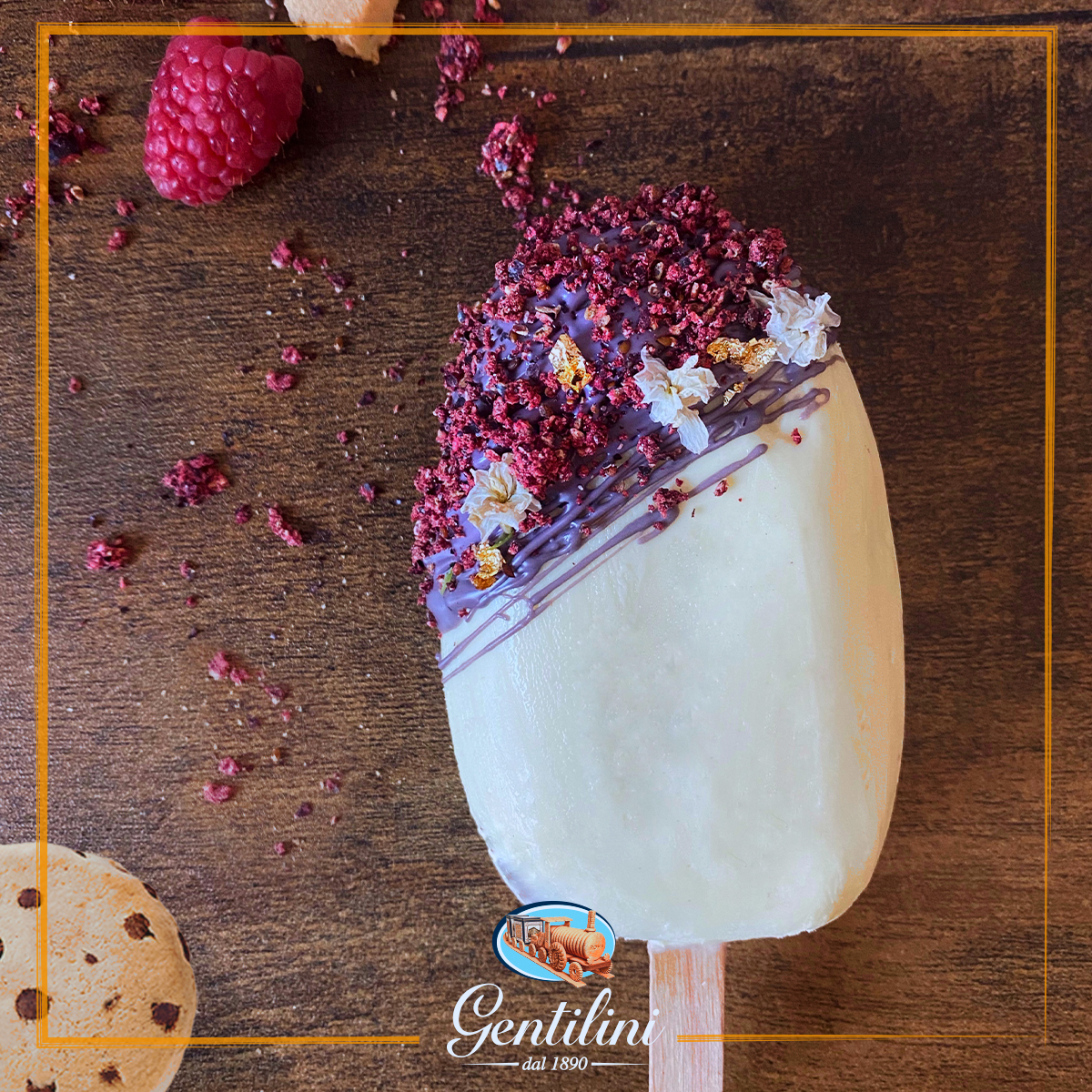 Popsicles cioccolato bianco, lamponi e Favole Gentilini